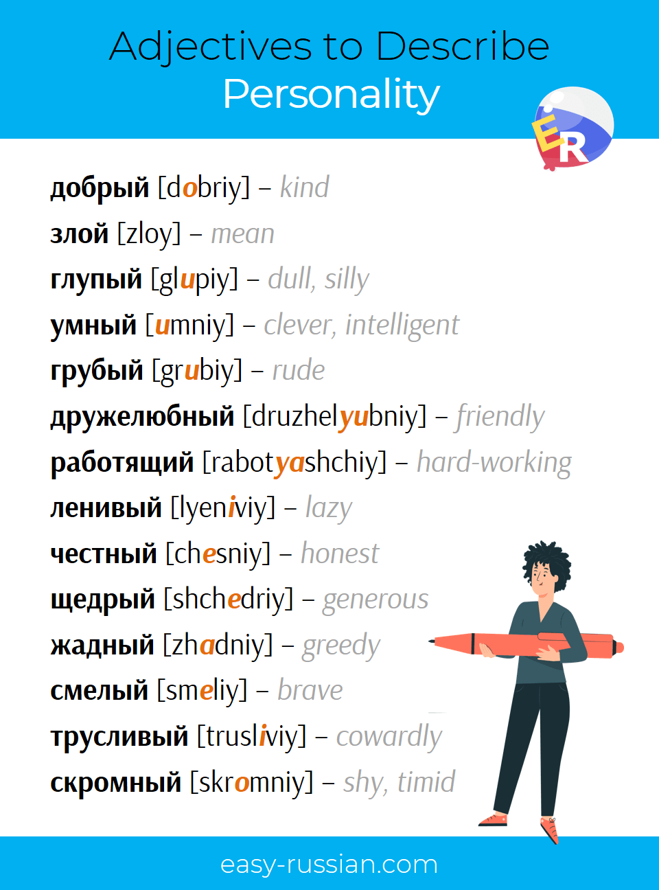 Adjectives to Describe Personality in Russian